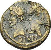 Dupondius - Agrippa and Augustus IMP DIVI F; Arausio obverse image