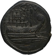Dupondius Octavius and Julius Caesar; Vienna reverse image