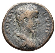 Æ18 - Lucius Verus ΠEΡΓΑΙΩΝ; Perga, Rome, 161-169 obverse image