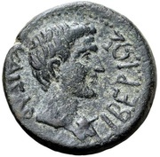 Æ21 - Augustus and Tiberius as Caesar reverse image