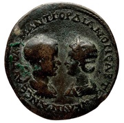 Æ32 - Gordian III and Tranquillina of Nisibis Mesopotamia obverse image