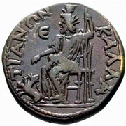 Pentassarion - Septimius Severus KAΛΛATIANΩN Є; Callatis, Rome, 193-211 reverse image