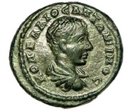 Assarion - Diadumenianus MAΡKIANOΠOΛEITΩN; three stars; Markianopolis obverse image