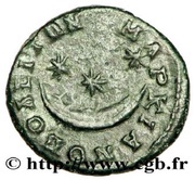 Assarion - Diadumenianus MAΡKIANOΠOΛEITΩN; three stars; Markianopolis reverse image