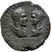 Pentassarion - Macrinus and Diadumenian YΠ ΠONTIANOY MAPKIANOΠOΛEITΩN; Marcianopolis obverse image