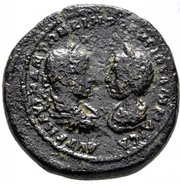 Pentassarion - Elagabalus and Julia Maesa VΠ CEPΓ TITIANOV MAPKIANOΠOΛITΩN; Legate Sergius Titianus; Athena; Marcianopolis obverse image