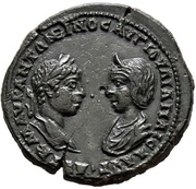 Pentassarion - Elagabalus and Julia Maesa YΠ IOYΛ ANT CΕΛEYKOY MAPKIANOΠΟΛITΩN; Marcianopolis obverse image