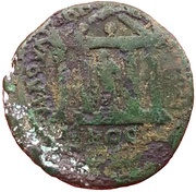 Tetrassaria - Septimius Severus Asklepios in a temple, Nikopolis ad Istrum, Rome, 193-211 reverse image