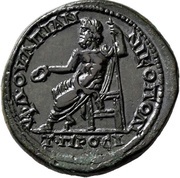 Tetrassarion - Caracalla Y ΦΛ•OYΛΠIAN NIKOΠΟΛI/T•ΠPOC I; Nicopolis ad Istrum, Rome, 210-211 reverse image