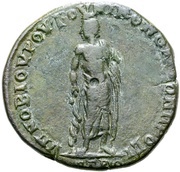 Æ27 - Elagabalus YΠ ΝΟΒΙΟY PΟYΦΟY NIKOΠOΛITΩN ΠPOC ICTPON; Consular Legate Novius Rufus; Nicopolis ad Istrum reverse image