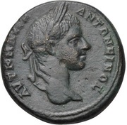 Æ27 - Elagabalus YΠ ΝΟΒΙΟY PΟYΦΟY NIKOΠOΛITΩN ΠPOC ICTPON; Consular Legate Novius Rufus; Nicopolis ad Istrum obverse image
