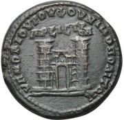 Æ27 - Elagabalus YΠ ΝΟΒΙΟY PΟYΦΟY NIKOΠOΛITΩN ΠPOC ICTPON; Consular Legate Novius Rufus; Nicopolis ad Istrum, Rome, 218-222 reverse image