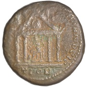Æ26 - Elagabalus YΠ ΝΟΒΙΟY PΟYΦΟY NIKOΠOΛITΩN ΠPOC ICTPON; Consular Legate Novius Rufus; Nicopolis ad Istrum, Rome, 218-222 reverse image
