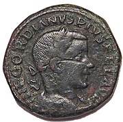 Sestertius - Gordianus III P M S COL VIM AN IIII; Viminacium obverse image