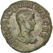 Æ26 - Hostilian P M S COL VIM; Viminacium obverse image