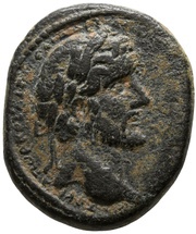 Æ23 - Antoninus Pius ΔΙΟC ΚΑΤΑΙΒΑΤΟΥ ΚΥΡΡΗCΤⲰΝ; Cyrrhus obverse image
