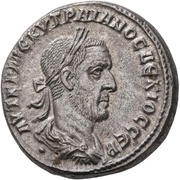 Tetradrachm - Trajan Decius ΔΗΜΑΡΧ ЄΞΟΥCΙΑC obverse image