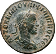 Æ29 - Philippus II ΔΙΟC ΚΑΤEΒΑΤΟΥ ΚΥΡΗCΤΩΝ; Cyrrhus obverse image