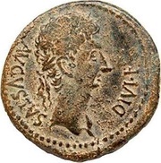 As - Augustus CAESARAVGVSTA Q LVTATIO M FABIO II VIR obverse image