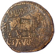 As - Tiberius Countermarked cereal ear, Rome, 14-37 reverse image