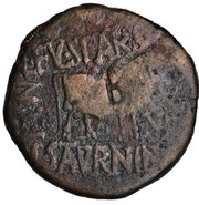 As - Tiberius Countermarked eagle left and B, Rome, 14-37 reverse image