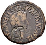As - Tiberius Countermarked eagle right obverse image