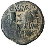As - Tiberius Countermarked ST, Rome, 14-37 reverse image