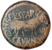 As - Tiberius Countermarked TI, Rome, 14-37 reverse image