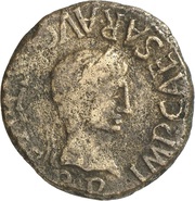 As - Augustus M CAL I C SEMP BARBA III Q BAEB FLAVO II VIR obverse image