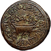 As - Tiberius L SEMP GEMINO L VAL SVRA II VIR reverse image