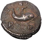 Æ18 - Maximinus I Eros on dolphin; Deultum reverse image