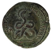 Æ28 - Caracalla Serpent; Pautalia reverse image