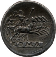 Quadrigatus Anonymous; ROMA, Rome, 225 BC - 214 BC reverse image