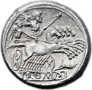 Quadrigatus Anonymous; ROMA, Rome, 215 BC - 212 BC reverse image
