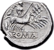 Quadrigatus Anonymous; ROMA, Rome, 213 BC - 211 BC reverse image
