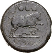 Quadrans Anonymous; ROMA, Rome, 217 BC - 215 BC reverse image