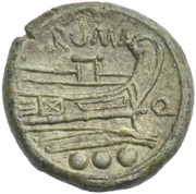 Quadrans Q1; ROMA, Rome, 211 BC - 210 BC reverse image