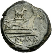 Triens Dog; ROMA, Rome, 206 BC - 195 BC reverse image