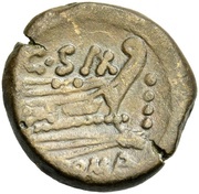 Triens C. Cluvius Saxula; ROMA, Rome, 169 BC - 158 BC reverse image