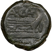 As Caecilia: Aulus Caecilius; A·CAE ROMA, Rome, 169 BC - 158 BC reverse image