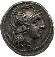 Quinarius Lucius Cornelius Lentulus; ROMA obverse image