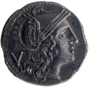 Quinarius Anonymous; ROMA obverse image