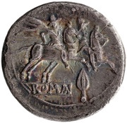 Quinarius Spearhead; ROMA, Rome, 211 BC - 210 BC reverse image