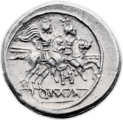 Quinarius Anonymous; ROMA, Rome, 211 BC - 210 BC reverse image