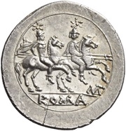 Quinarius MT; ROMA, Rome, 211 BC - 210 BC reverse image