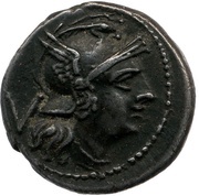 Quinarius Publius Manlius Vulso; ROMA obverse image