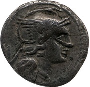 Quinarius C. Aurunculeius; ROMA obverse image