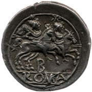 Denarius B; ROMA, Rome, 211 BC - 208 BC reverse image