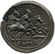 Denarius Knife; ROMA, Rome, 211 BC - 208 BC reverse image