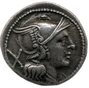 Denarius Spearhead; ROMA obverse image